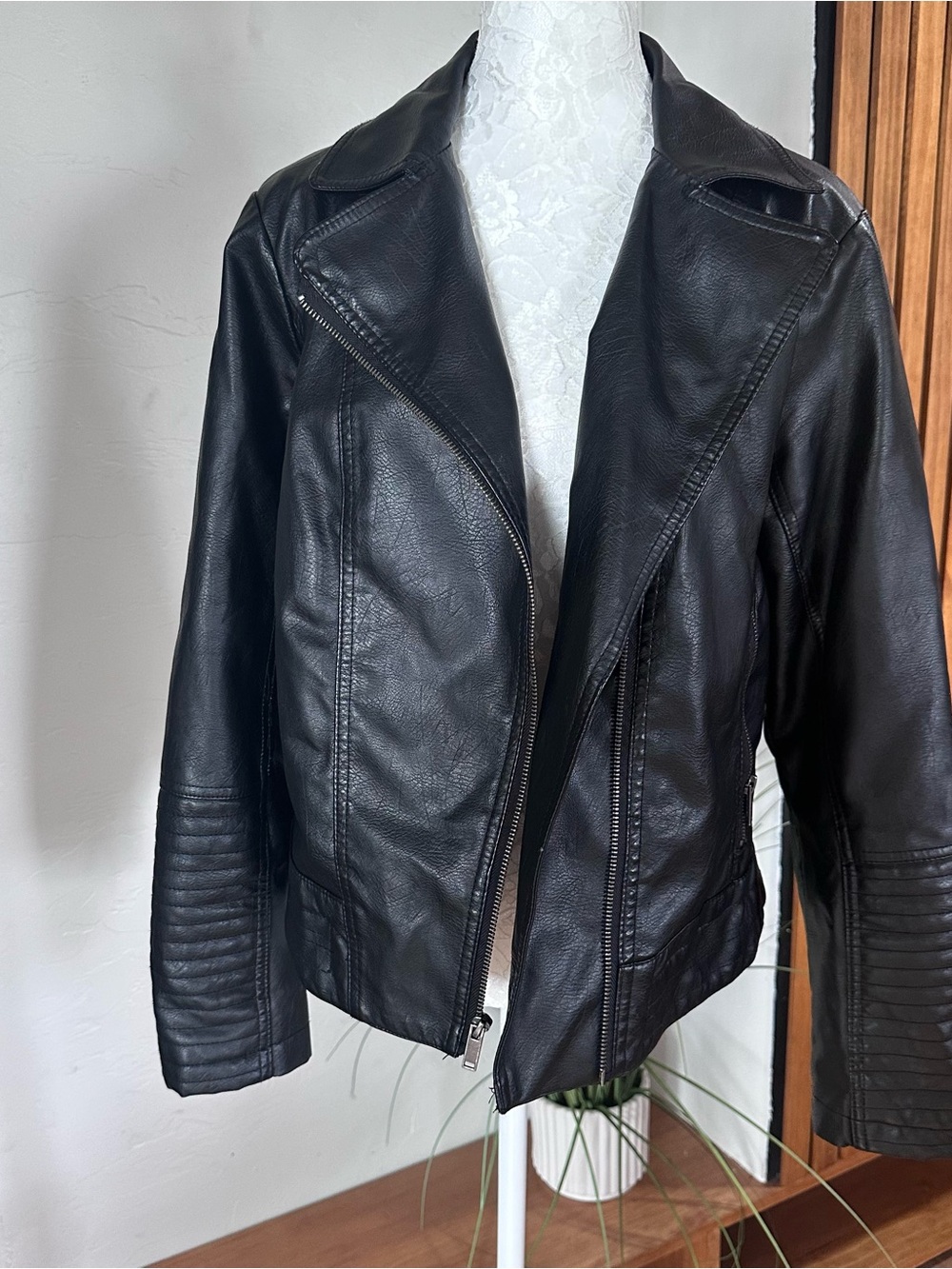 Ava & Viv Black Faux Leather Moto Jacket